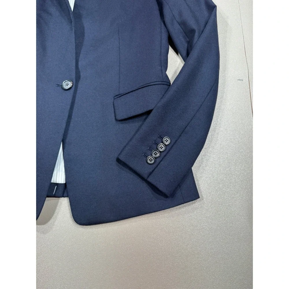 NWOT J.Crew Regent Blazer Navy Blue Wool Blend Standing Collar Jacket‎ Size 2